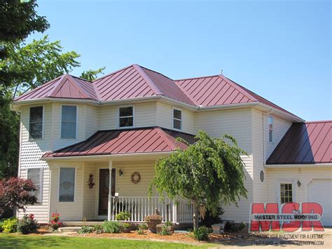 house with 2 colors metal roof|houses with burgundy metal roofs.